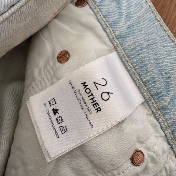 Mother The Dropout Fray Get Blondie Straight Leg Denim Jeans Blue Size 26 - Picture 12 of 16